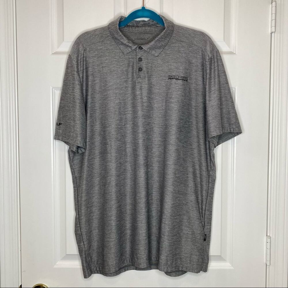 SKECHERS GO GOLF Men’s Polo Short Sleeve Shirt Size Large in Heather Grey - Picture 3 of 8
